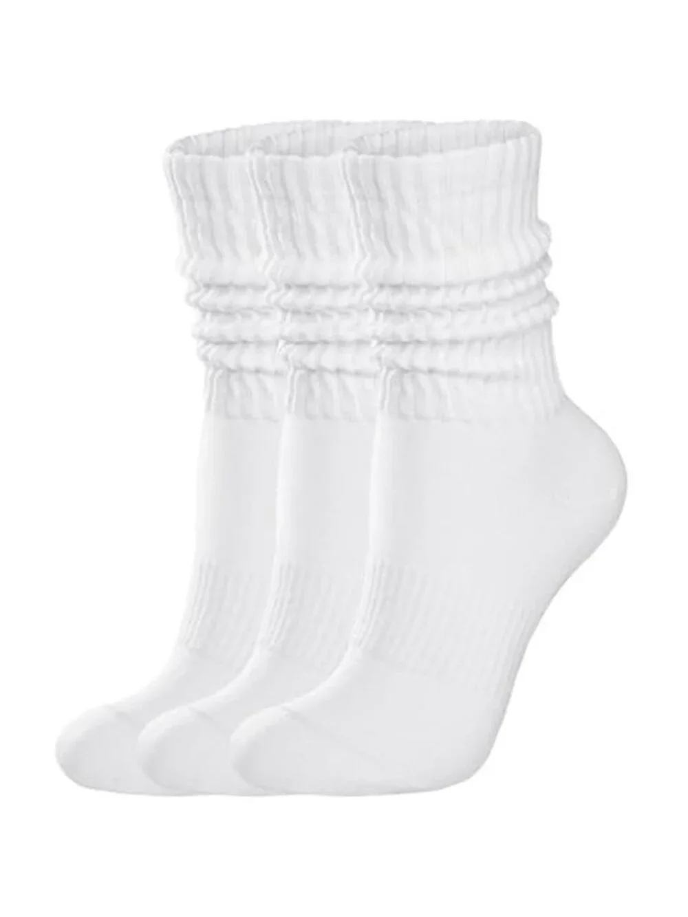 Womens Slouch Socks Cotton Crew Scrunch Retro Vintage Boot Sneaker Size 6-11